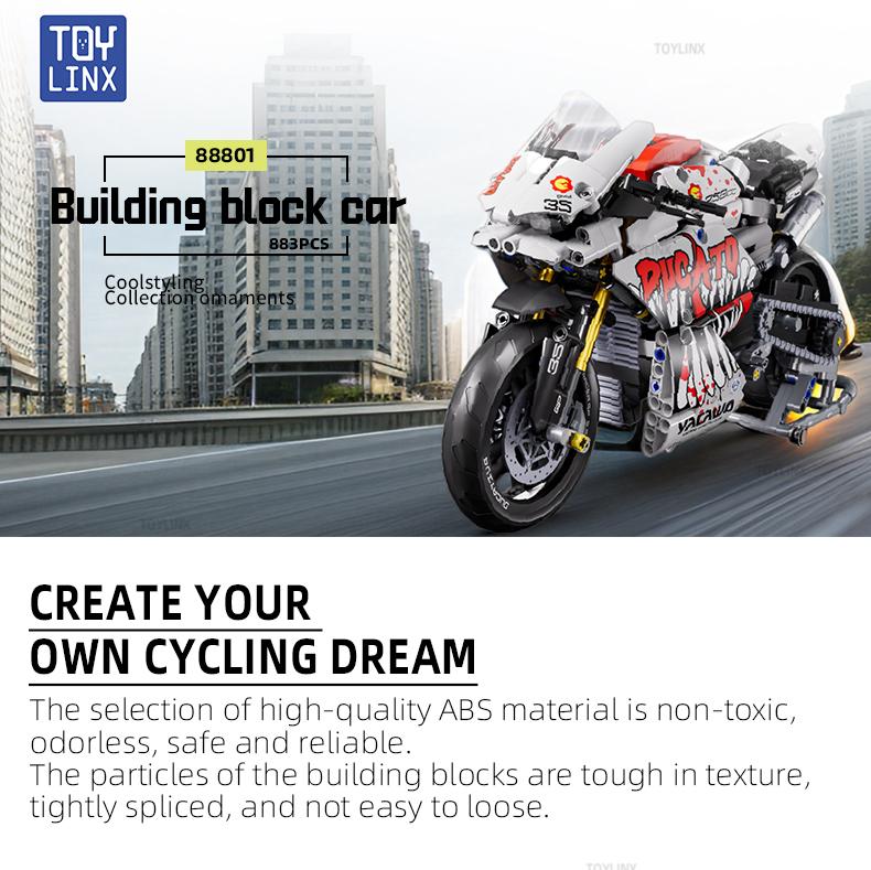 ToylinX 883 PCS model building blocks set toy motorcycles build model motorcycles for children or adults Christmas Day toy gifts