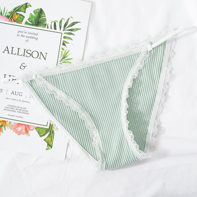 Women's  Mid Waist Cotton Lace Briefs Women Sexy Seamless Bikini Panties Underwear