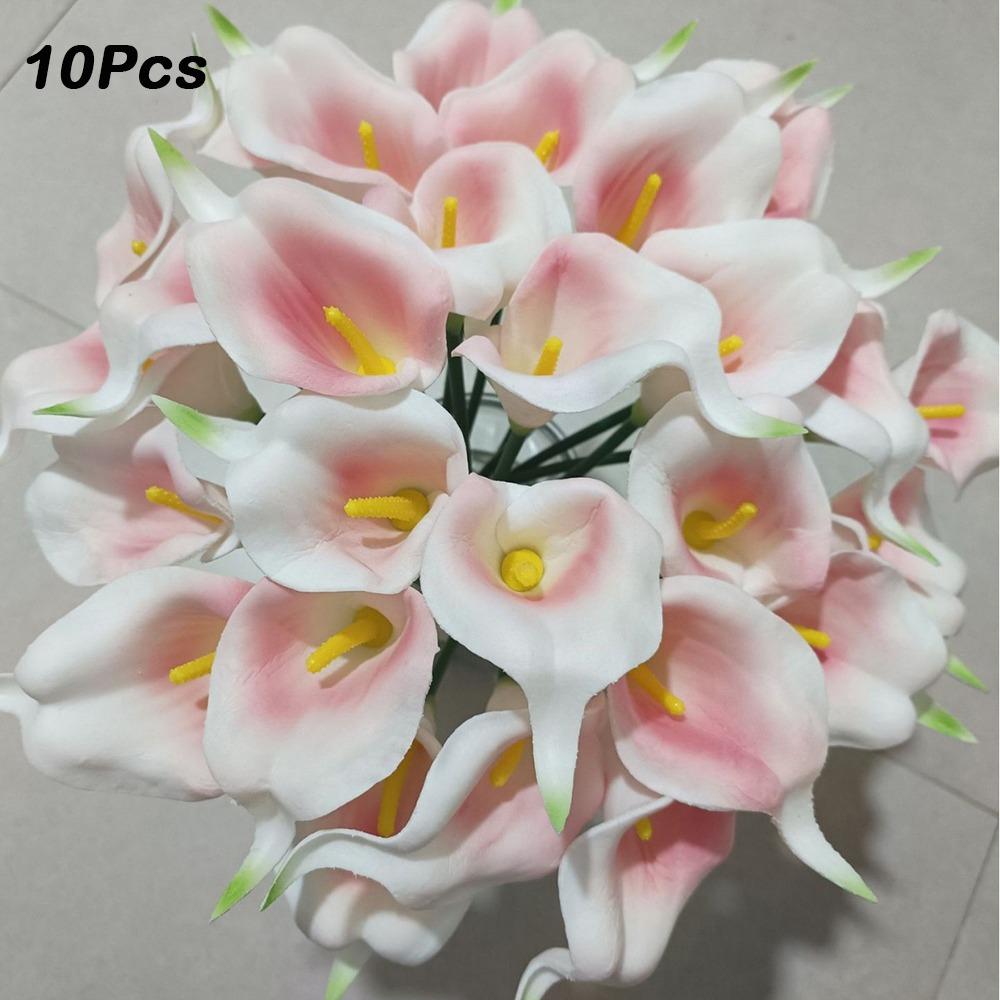 10Pcs Lifelike Artificial Calla Lily Bouquet Decorative Artificial Flowers Real Touch Calla Lily Durable Fake Calla Lily