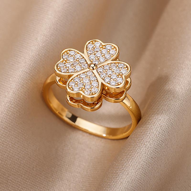 2025  Trendy Gold Plated Stainless Zircon  Rings For Women Chain Geometry Zircon Finger Ring Jewelry Gift