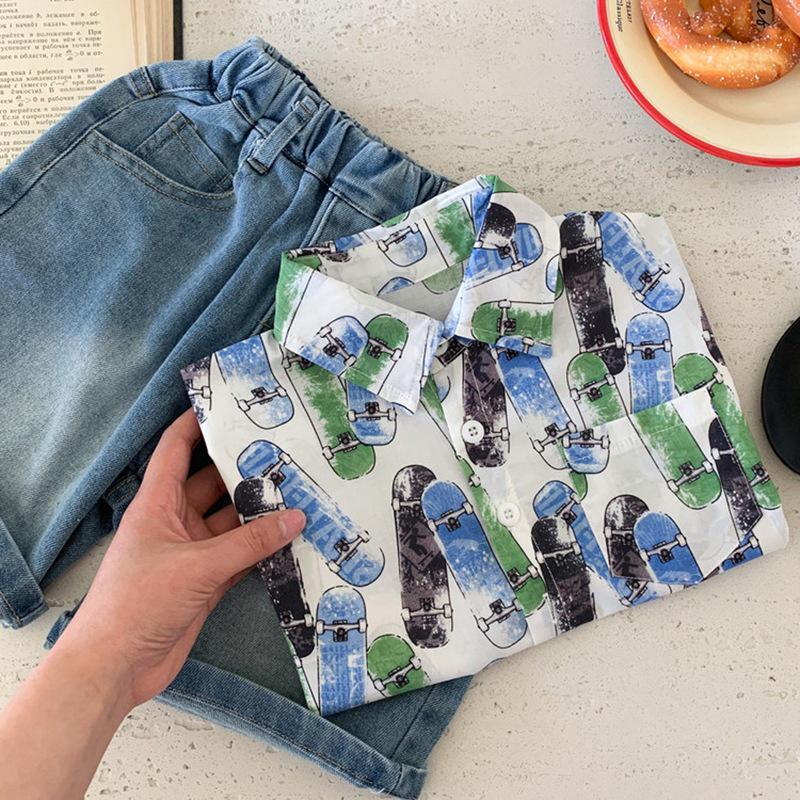 2026 Boys' Trendy Summer Short-Sleeve Shirt: Stylish & Cool Children's Fashion