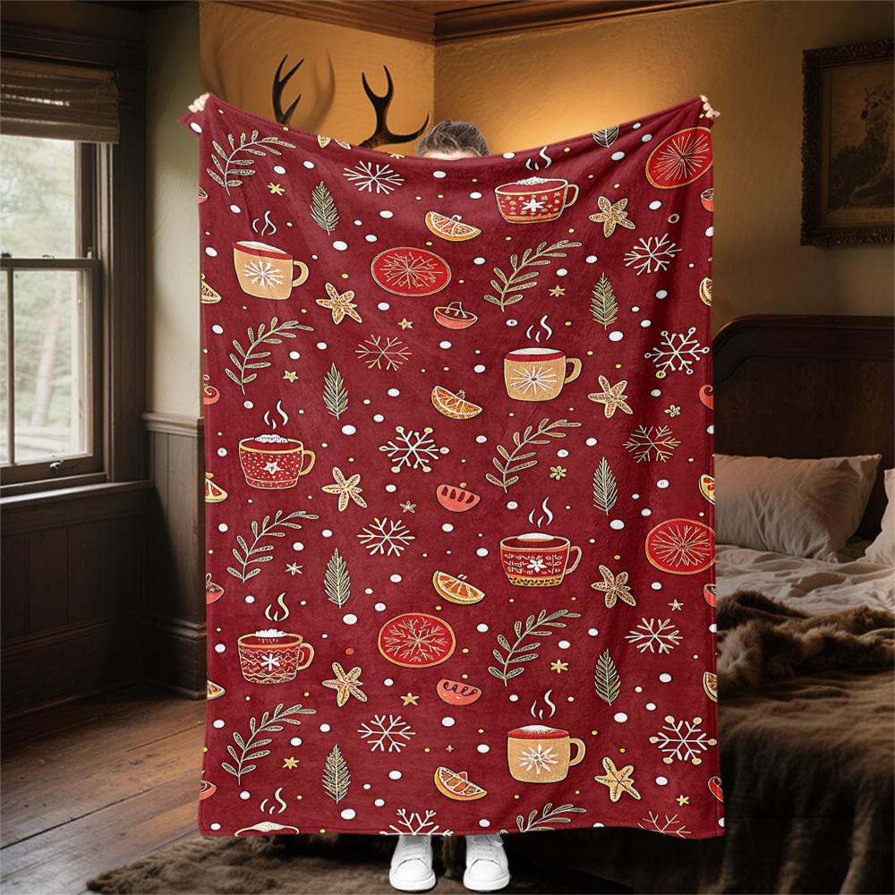 1pc Christmas, Winter Outdoor Flannel Blanket Soft Warm All-Season Throw for Sofa Bed Car Camping Office, Cozy Gift Idea1127S