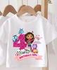 Tricou cu Număr de Ziua de Naștere din Casa de Păpuși a lui Gabby pentru Fete Alb Roz cu Mânecă Scurtă Topuri Bumbac Vară Casual Accesorii Petrecere Tee