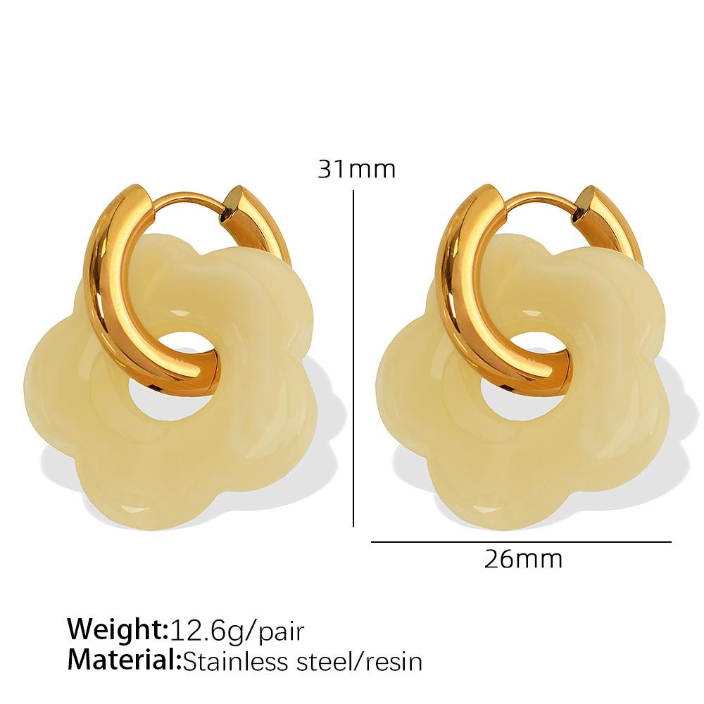 Dopamine Flower Ear Buckle Earrings Titanium Steel Stylish Simple Camellia Earrings Pastoral Jewelry