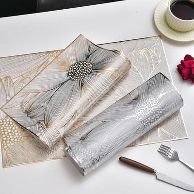 Yousheng PVC Placemats Creative Hollow Square Flower Coaster for Table Protection Heat Resistant Wear-Resistant Dining Mat Versatile Home Decor