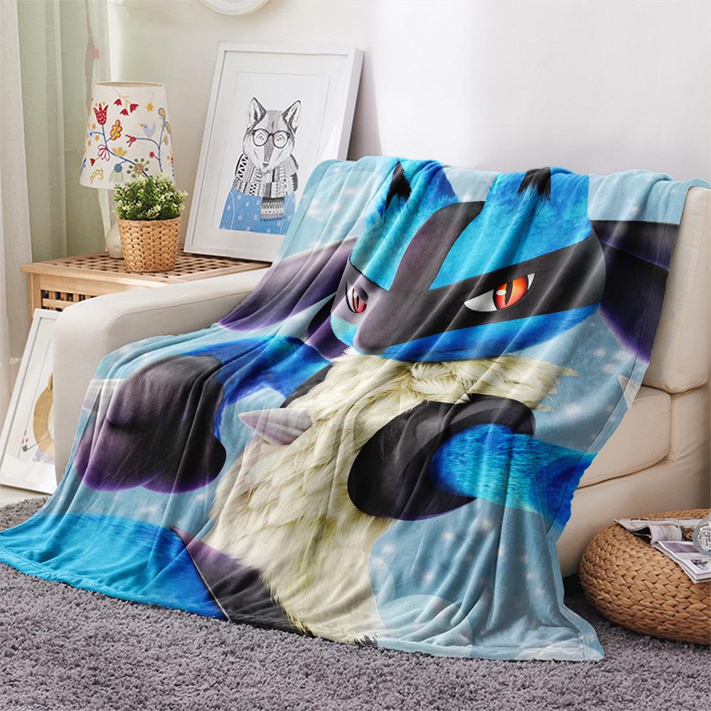 Lucario 2 Print Flannel Blanket, High quality Comfortable for All Seasons, Home Decor, Warmth and Comfort