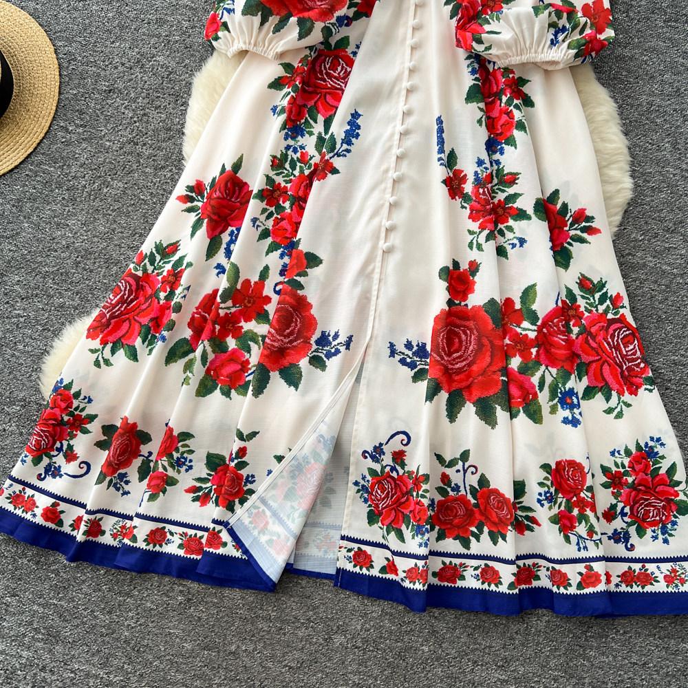 Elegantní Nádherné Květinové Večerní Šaty Dámské Jednoradové Tištěné Dlouhé Společenské Šaty Dámské Ležérní Elegantní Festivalové Oblečení Nové