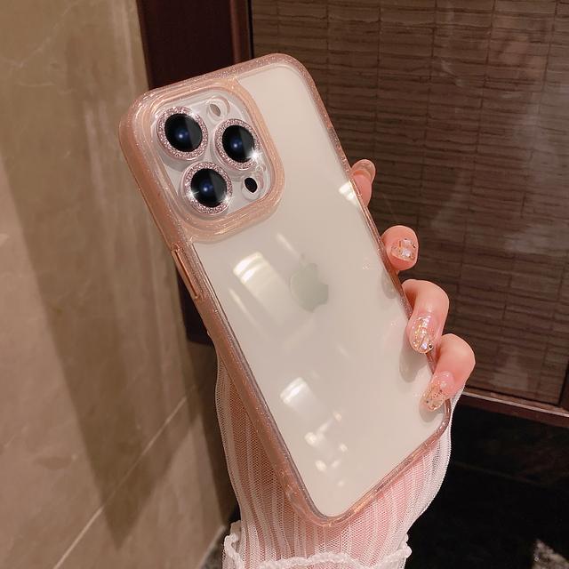 

Роскошный бронированный блестящий прозрачный чехол Hd Hrad для Iphone 14 Pro Max 14 13 12 11, противоударный защитный чехол для объектива камеры, принципиально for iphone 13Pro розовый