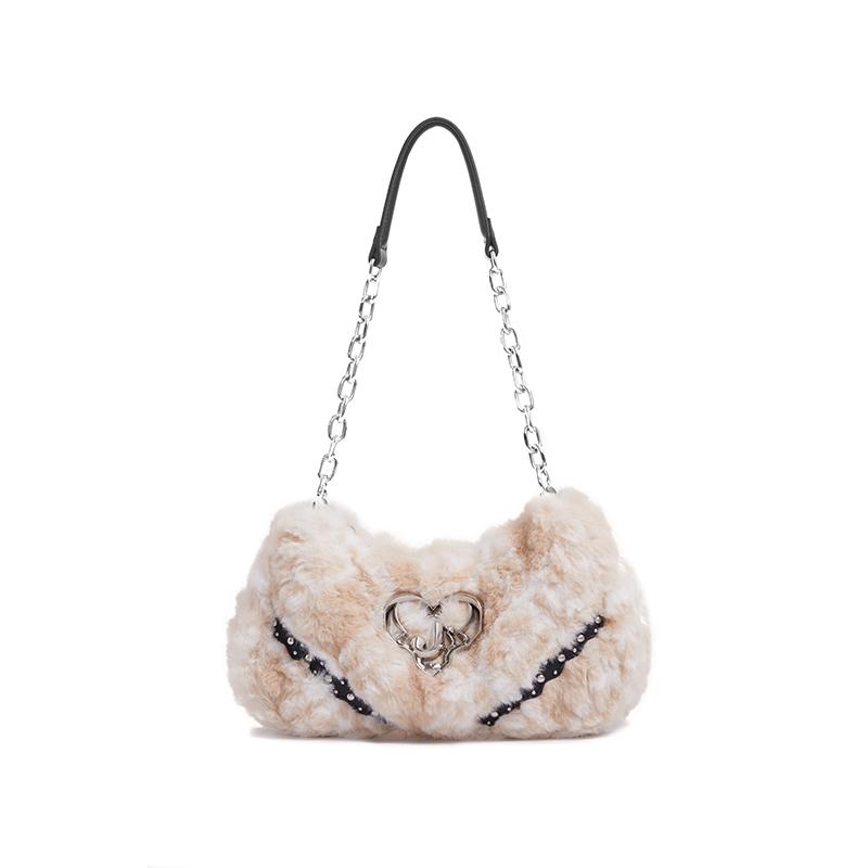 New JACD PU Urban Chic Style Girlish Baguette Shoulder Bag Regular Women's Nude Apricot JA230098