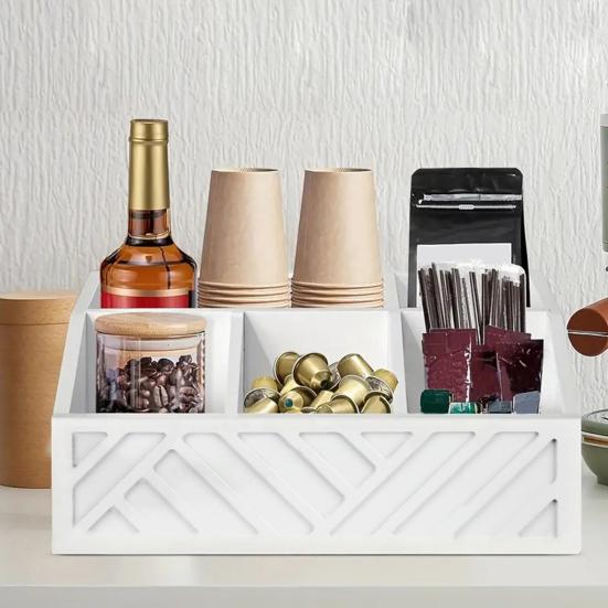Rustic Wood Paper Plate Dispenser Utensil Holder Kitchen Organization Rack