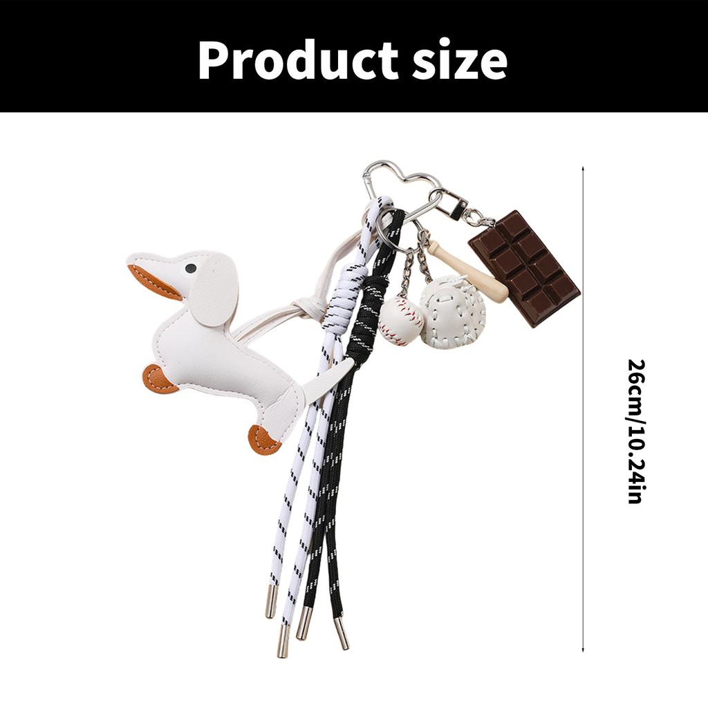 Fashionable Retro Sausage Dog Keyring Fashionable Sturdy PU Jewelry Accessory for Collectors and Trendsetters Use