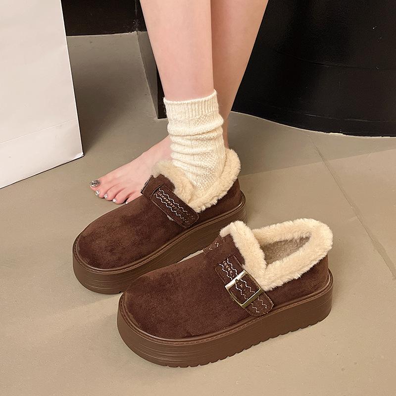 Damskie futrzane zimowe buty śniegowe na grubej podeszwie, lekkie, ciepłe, wyściełane, antypoślizgowe, do noszenia na co dzień, sportowe, bawełniane buty