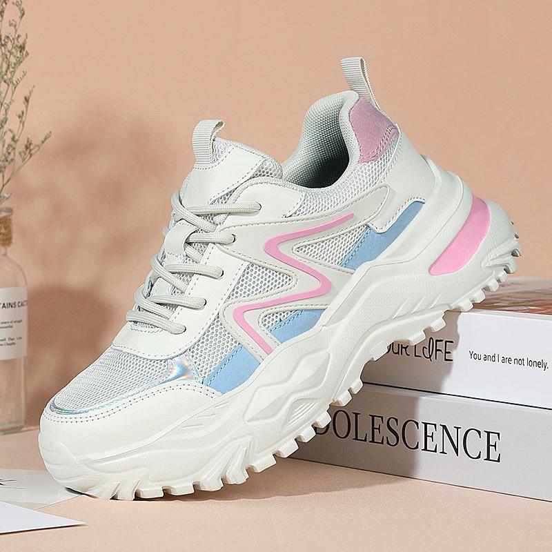

Spring and summer new dad shoes platform fashion casual sports shoes little white shoes cold sticky shoes mesh casual women s shoes 43 бежевий