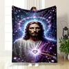 Jesus Starry Sacred Heart Blanket Printed Blanket for Living Room Bed Couch Lunch Break Soft Cozy Blanket for Friend's Festival Gift