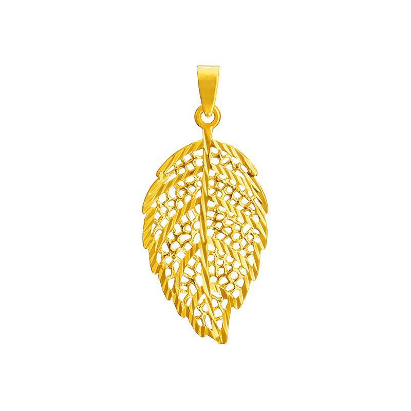 Rose Gold-Plated Hollow Leaf Pendant Accessory