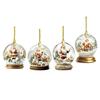 4Pcs Christmas Santa Glass Ball Ornament Winter Holiday Party Xmas Tree Hanging 2D Acrylic Santa Claus Snow House Ball Decoration