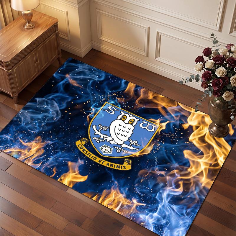 Sheffield Wednesday Football Print Crystal Velvet Rug, Comfortable Water Absorbent Non Slip Indoor Floor Carpet