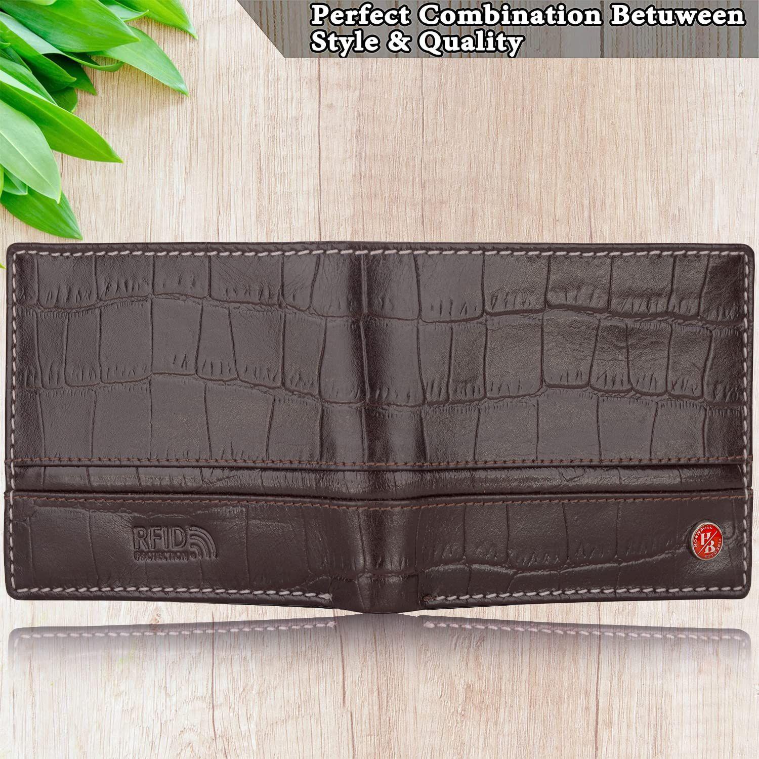 Denial Коричневый тисненый кожаный кошелек для мужчин | Кошельки мужские с блокировкой — фото 6