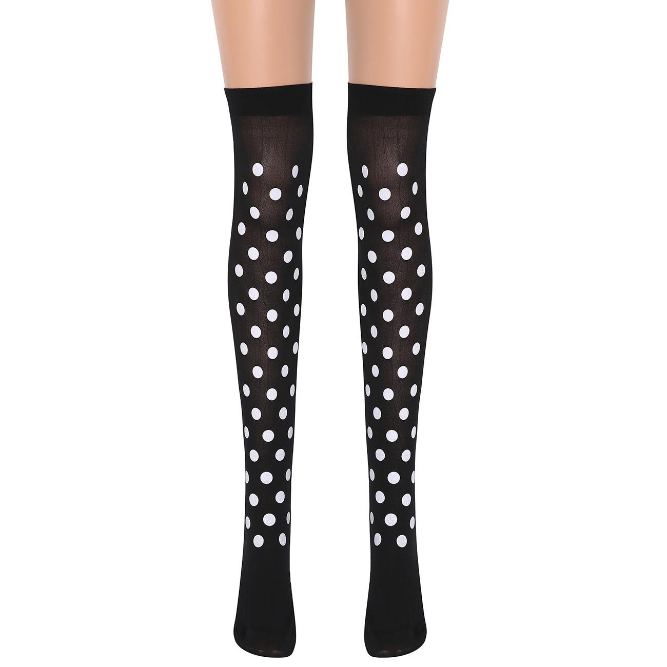 

Черные носки в горошек, носки на Хэллоуин, чулки выше колена для девочек, универсальные чулки на Хэллоуин, чулки One size