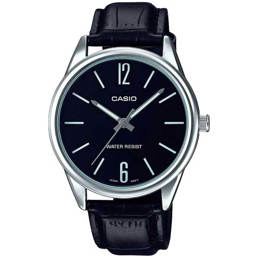 

Casio MTP-V005L-1B Analog Watch Leather Strap Black Dial Men s Timepiece