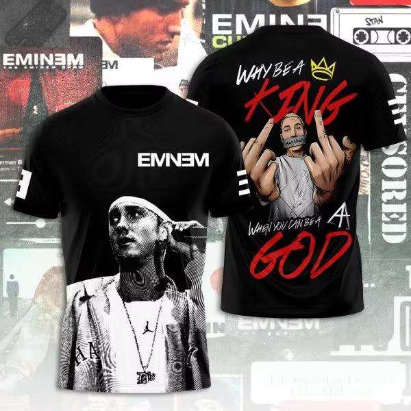 Round Neck 3D Rapper Eminem Printed T-shirts Casual Short Sleeved Men's T-shirts - Soft Medium Stretch Polyester Fabric Summer Relaxed Fit Clothing