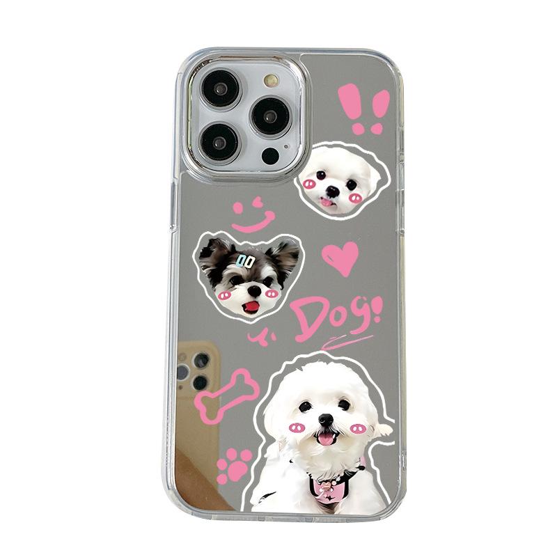 Processing and production of cute dog splicing Apple 15/16promax summer mobile phone case for girls with high value