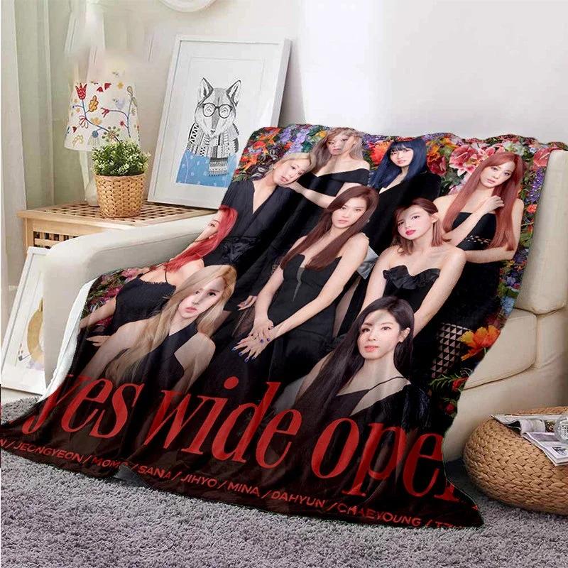 Coperta Kpop Twice Gruppo di Ragazze Moda Stampata Coperta in Flanella Regalo Divano Ufficio Letto Coperta Calda Camera da Letto Ragazze Copriletto