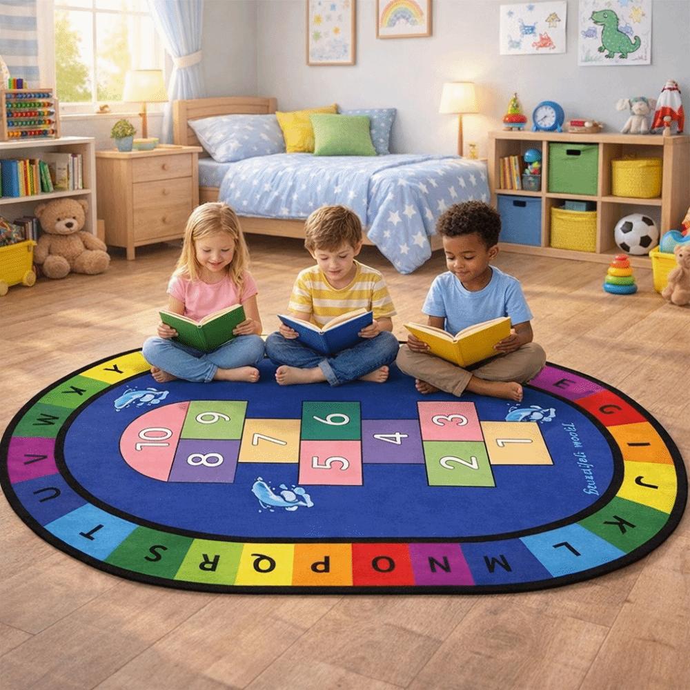 Animal Number Educational Carpet Cartoon Pattern Play Mat Kids Education Hopscotch Carpet  Bedroom