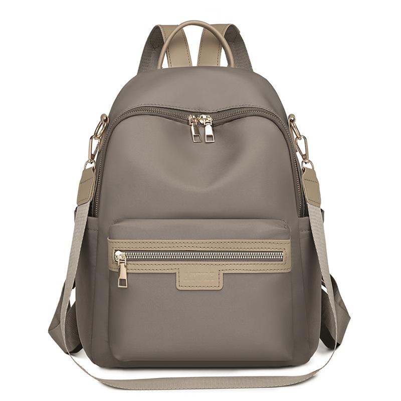 Summer New Minimalist Beige Nylon Backpack for Women, Versatile Student Backpack, Multifunctional Shoulder Bag