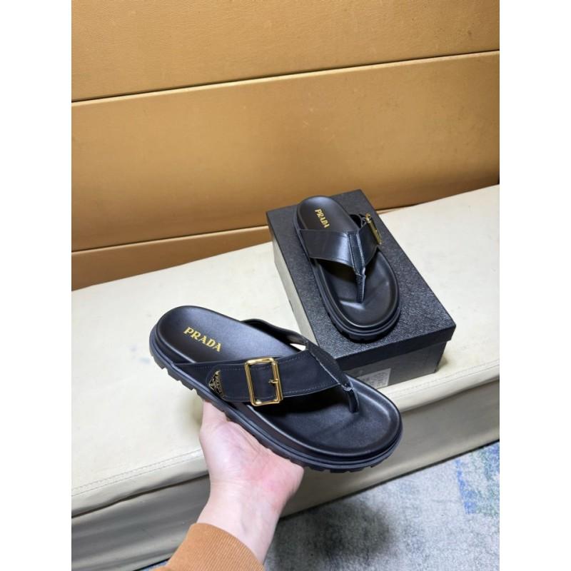 Premium Leather T-Strap Slide Sandals Men Women Beach Casual Footwear With Hook Loop