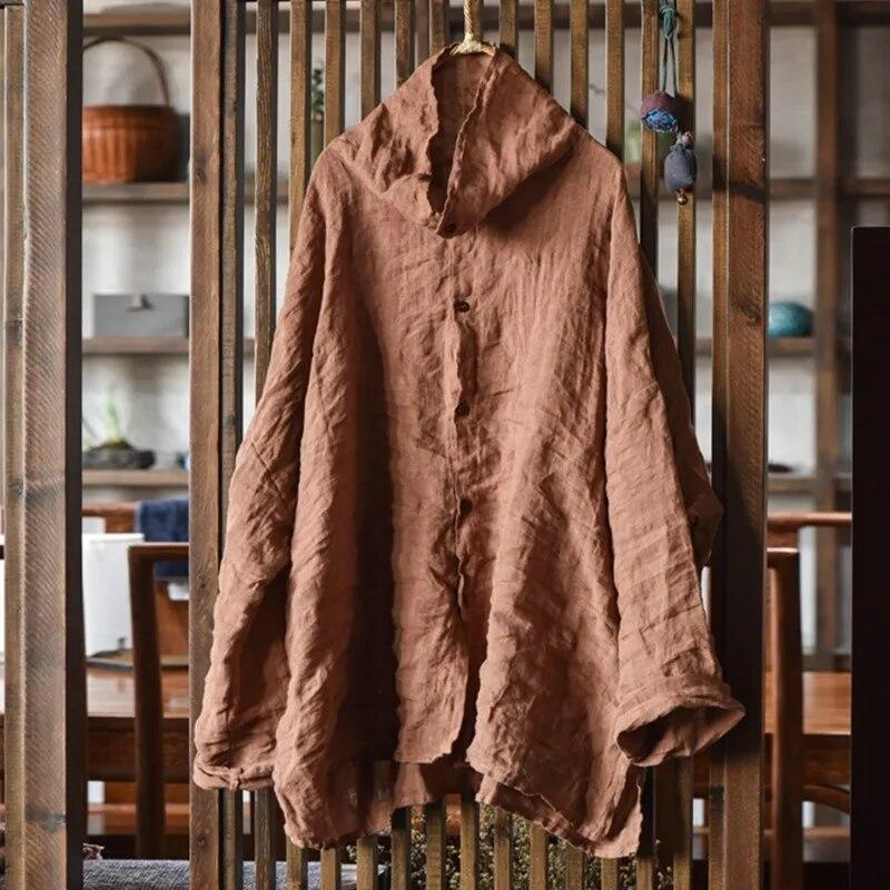 Johnature Women Vintage Shirts Tops Button Long Sleeve Autumn Blouses Turtleneck Chinese Style Women Shirts