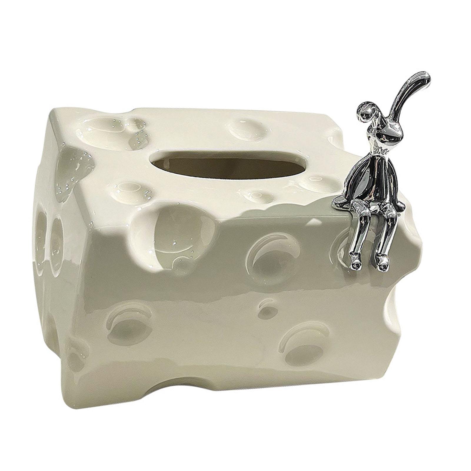 

Tissue Box Cover Ceramic Rectangular Stylish Elegant Decorative Napkin Box Holder for Desktop Coffee Table Milky White белый