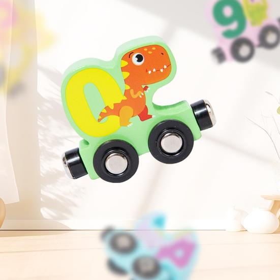 Kids Wooden Magnetic Train Toy Number Animal Vehicle Dinosaur Fruit Vegetable Preschool Learning Toddlers Educational Locomotive Carriages Toy