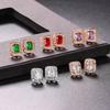 Bling Birthstone Crystal Stud Earrings for Women Multicolor Zircon Wedding Engagement Ear Accessories Fashion Earing Zircon