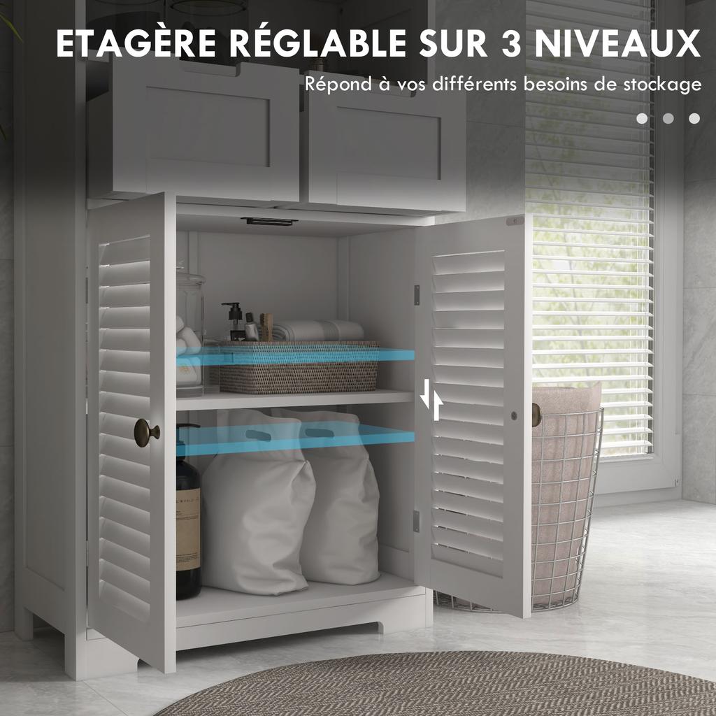 Dreiteilige Badezimmer-Aufbewahrungseinheit, mit Regal, Schubladen & Schrank - Weiß