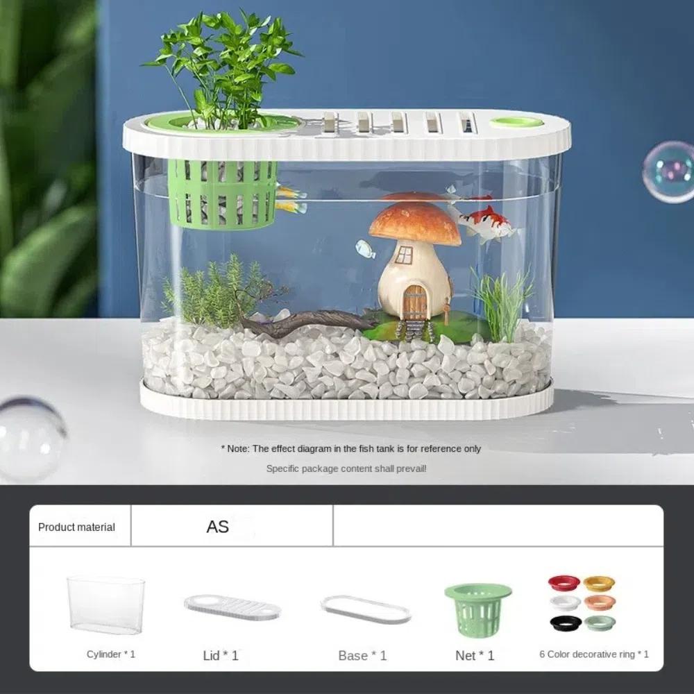 Transparent Plastic Fish Tank Space-Saving Clear Table Fish Bowl Tabletop Fish Bowl  Plant Growing
