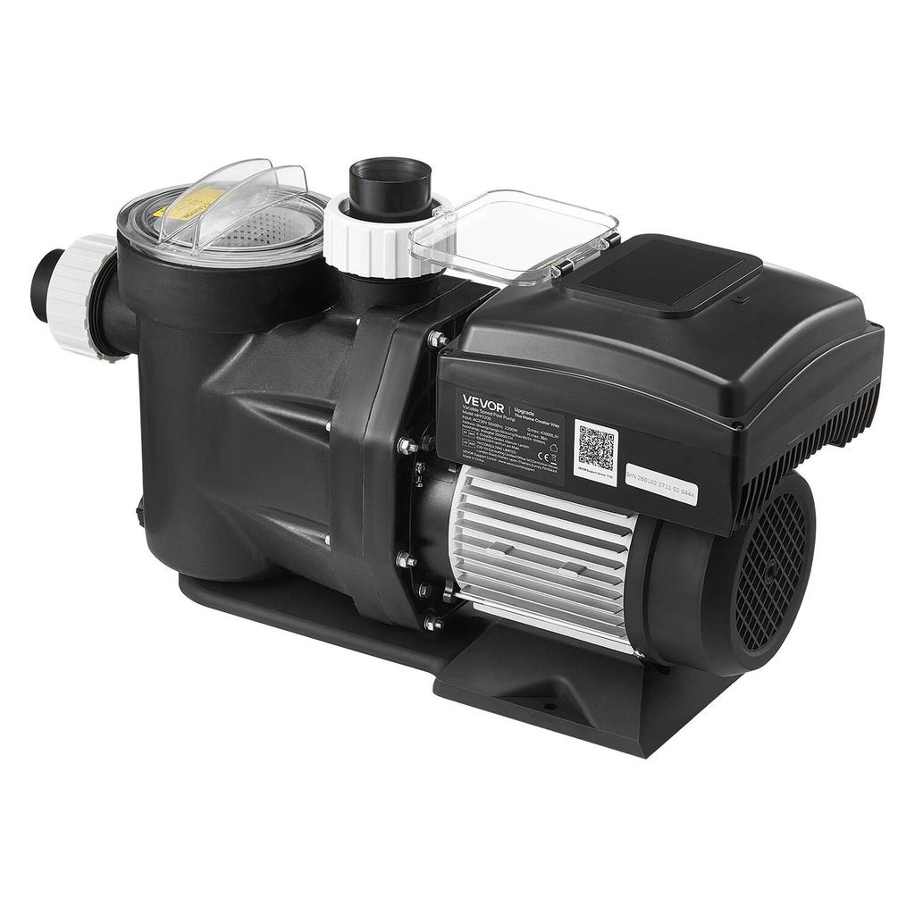 Variable Speed Pool Pump, 2200W, AC 220-240V, 43,000 L/H, In/Above Swimming Pool Pump with Filter Basket, Powerful Self Priming, Programmable Timer,
