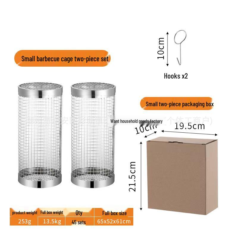 Stainless Steel Rolling BBQ Basket - Outdoor BBQ Tool