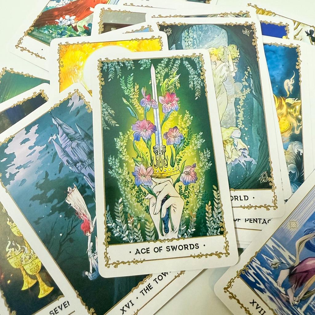 Silent Desolate Tarot Cards 78 Pcs English Version Mysterious Divination Card Game for Family and Friends 10.3*6cm