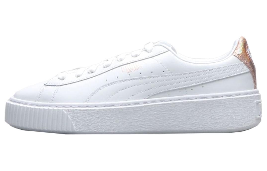 PUMA BASKET PLATFORM Low top Skateboard Shoes Women s White Gold 368190-02 37