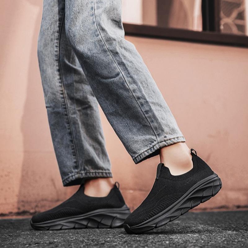 Fashion Men's Shoes Summer Breathable Mesh Canvas Shoes Fashion Platform Shoes Lightweight Sneakers for Men Comfortable Slip-On Loafers