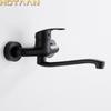 Black Brass Chrome Taps For Kitchen Sink Kitchen Tap Dual Hole Wall Kitchen Mixer Kitchen Faucet Torneira Cozinha YT6033