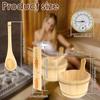4-delige Set Sauna Accessoires Houten Sauna Emmer Sauna Lepel met Handvat Ontwerp 2-in-1 Sauna Thermometer&Hygrometer Zandloper Timer