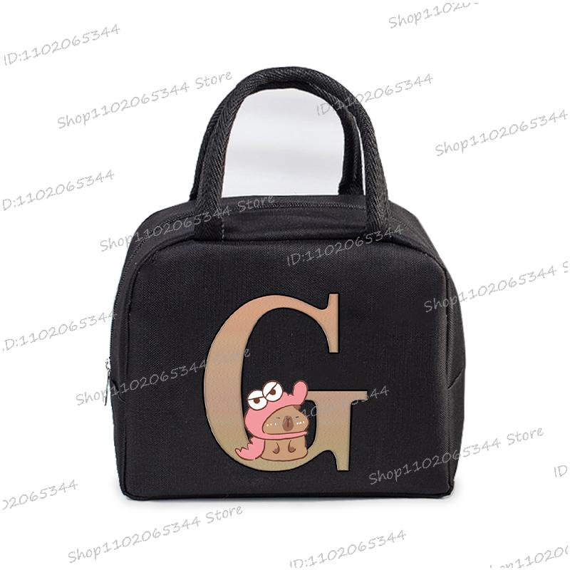 1Pc Cartoon Capybara Alphabet Portable Lunch Bag Women Men Portable Food Insulation Package Funny Capybara Letter Kid Lunch Bags