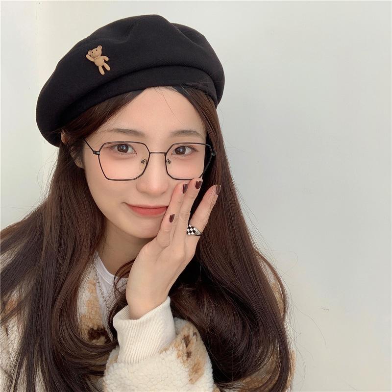 1pc Women Girls Winter Beret Hat Retro Solid Color French Painter Hat Artistic Beret Caps