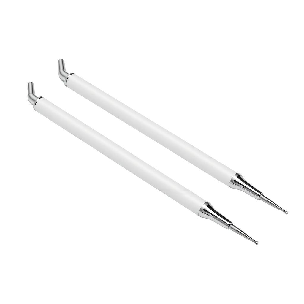 Nail Dotting Pen with 5 Clay Double Ended 25 degrees Bent Tip 2.5mm Fine Tip Nail Rhinestone Applicator 5 Piece Set