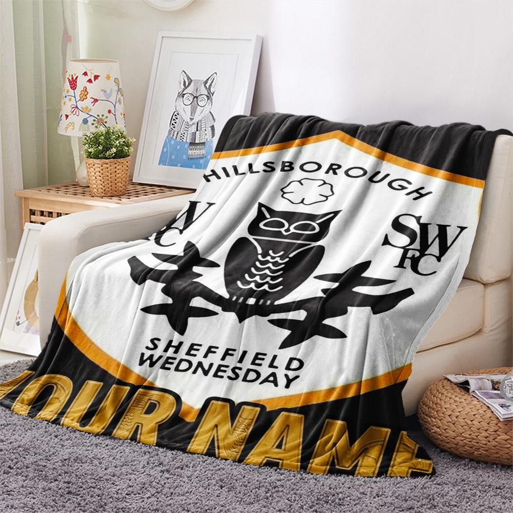 1PC Custom Name Sheffield Wednesday Patterned Flannel Blanket Suitable For All Seasons for Home Decor Warmth and Comfort Gifts Holiday Present