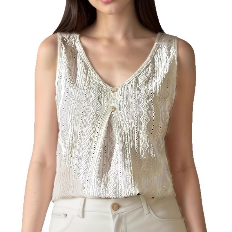 JKASHDK Γυναικεία μόδα casual καλοκαιρινή άνοιξη μονόχρωμη στάμπα αμάνικα μπλούζες και πουκάμισα με λαιμόκοψη