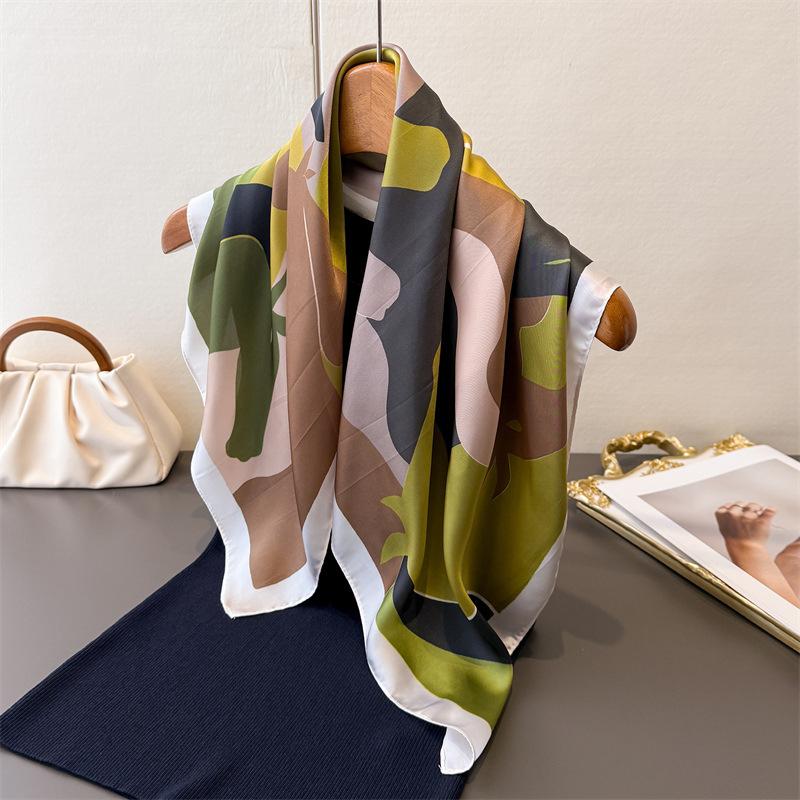 Luxury Horse Print Square Silk Scarf Women Neck Tie Soft Hijab Headscarf Female Fashion Decorate Head Scarf Foulard Bandana