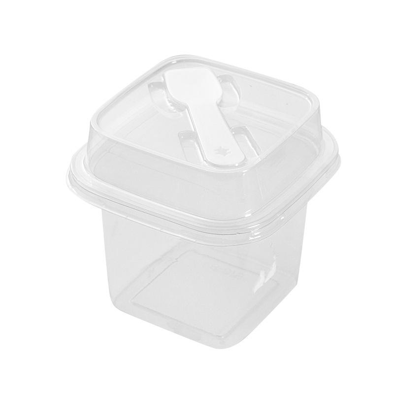 

50/100pcs PET Transparent Square Dessert Boxes with LIDS and Spoons, Suitable for Cakes, Mousse, Fruits, Ice Cream, Yogurt, Etc 50pcs